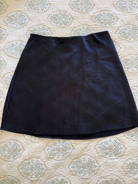 Mango Satin Navy A-Line Women's Skirt